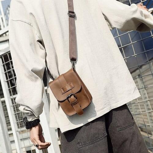 Retro PU Leather Travel Fanny Pack Belt Loops Hip Bum Bag Men New Mobile Phone Crossbody Bags Casual Chest Bag Hang Bag