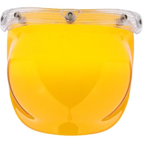 3 Snap Motorcycle Vintage Retro Helmet Bubble Visor Flip Up Open Face Shield Lens