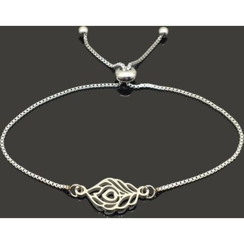 Stainless Steel Peacock Feather Charm Bracelets for Women Dropshipping Dainty Steel Bracelets Wholesale