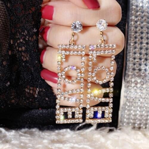 Ablaze Love Rhinestone Word Lady`s Post Earrings Fashion Jewelry