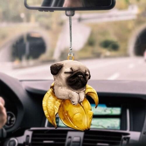 1pc Creative Dog And Cat Car Pendant Backpack Ornament Cute Car Hanging Ornament Keychain Interior Decor