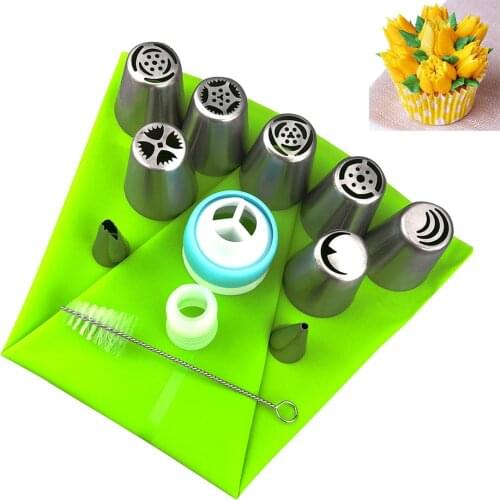 13Pcs/Set Russian Beak Confectionery Bag With Nozzles Stainless Steel Cake Decorating Tools Icing Piping Nozzles Baking Pastry