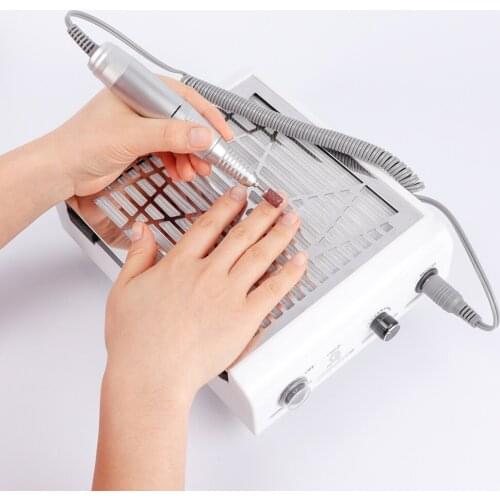 2 In 1 40W 45000RPM Electric Nail Dust Collector Handpiece Manicure Pedicure Machine File Kit Nail Tools with Nail Drill Bits
