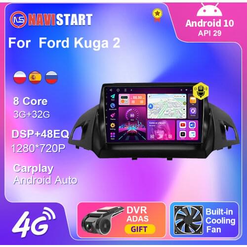 Car Radio Multimedia Player For Ford Kuga 2013-2017 Navigation GPS 2 Din Android 10 Auto Stereo Video Carplay Audio WiFi 4G 2din