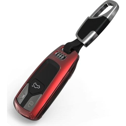 Kwaks’ Car Key Cover ABS Plastic For Audi A4L Q5L A5 Q7 TTS With Zinc Alloy Leather Keychain Fashion Vehicle