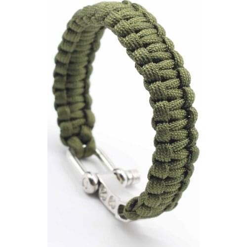 Black ParaCord Rope Outdoor Survival Bracelet Camping Steel Shackle Buckle Military Self-Rescue Survival Bracelet Whistle Kit
