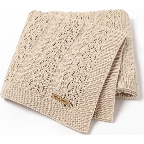 Infant Baby Blanket 100%Cotton Knitted Newborn Girls Boys Hollow Out Plaid Bed Crib Quilt Toddler Kid Stroller Soft Wrap Swaddle