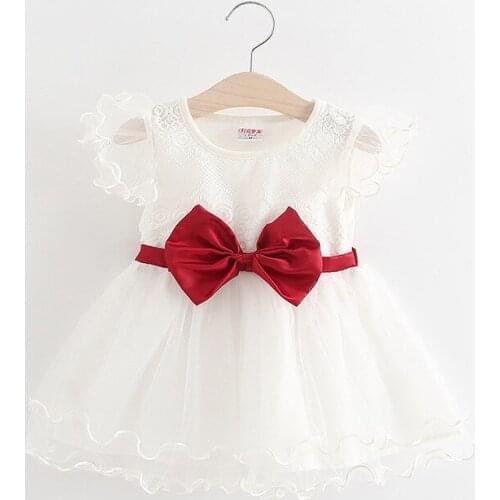 Children Girls Dress Clothes Kids Baby Princess Dress With Bow 2018 Summer Solid Color Waist Big Bow Lace Clothing Fashion Dress