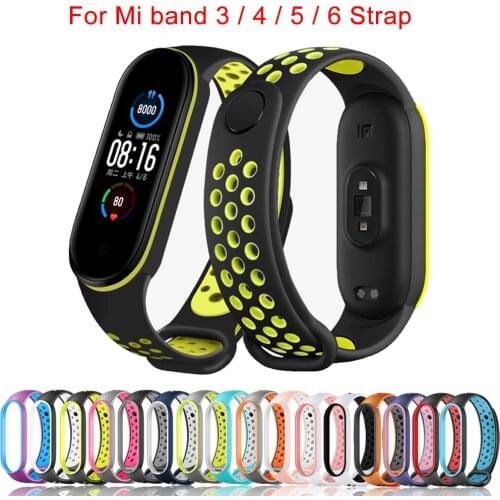 Two-color Silicone Strap For Mi Band 5 6 Sport Watch Bracelet miband Smart Bracelet For Xiaomi 4 3 Strap Replacement Wristband