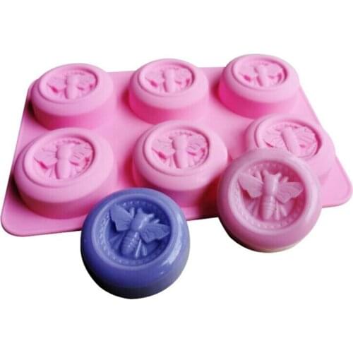 Fondant Cake Mold 6 Cavities Bee Shape DIY Soap Mould handmade Accessories Multifunction Silicone Non-toxic soap mold