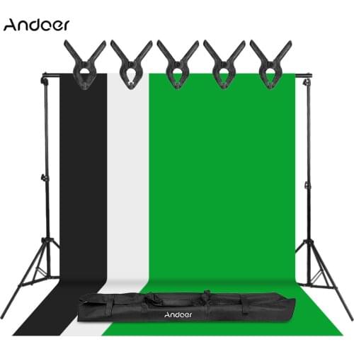 Andoer Photography Studio Kit 2*3m Aluminum Alloy Background Backdrop Bracket with Black White Green 1.6*4m Non-woven Background