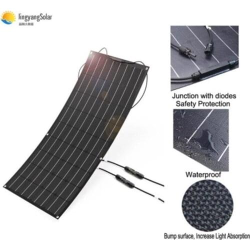 Lightweight, corrosion-resistant and durable ETFE material flexible solar panel, 100w 18v solar panel for battery charging