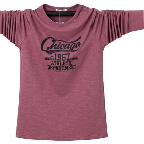 NNew 2021 Mens autumn cotton long-sleeved T-shirt Fashion solid color mens O-neck soft T-shirt Oversize 4XL 5XL 6XL