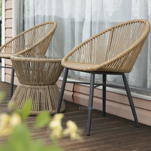 Balcony Rattan Chair Three Piece Set Simple Leisure Courtyard Outdoor Rattan Tea Table And Chair Combination Outdoor Table And