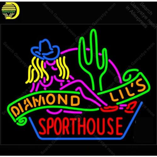 Neon light sign Sexy Diamond Lils Sport house Las Vegas Window Neon Lamp sign store display real glass tubes lights Handcraf