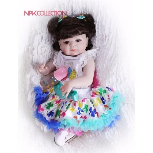 NPK Real New Hairstyle 57CM Full Body Silicone Girl Reborn Babies Doll Toys Princess Babies Doll Wig Hair Birthday Gift Kids