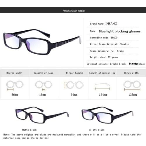 INSAHO Blue light blocking glasses,Anti-blue ray, anti-computer radiation,Relieve eye strain,anti-UV,green-film