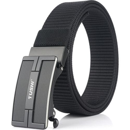 Casual Belt For Men Youth Outdoor Thick Nylon Belt For Jeans Pants Metal Automatic Buckle Trousers Canvas Mens Belts Adjustable