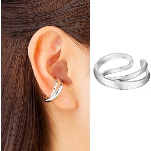 Two ways to wear niche ear hanging ear clips without pierced ears simple cold wind ear bone clip tide cochlear clip earrings