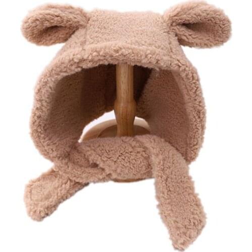 Baby Girl Hat For Newborn Photography Props Baby Winter Cap Cartoon Ears Solid Plush Warm Hats Boy Caps Childrens Winter Hat