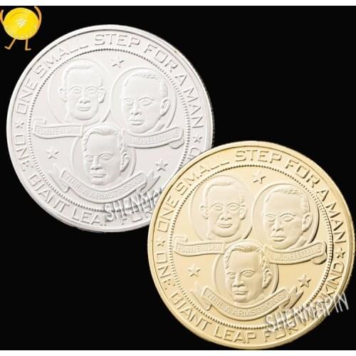 US Project Apollo 11 Coins Collectibles Aerospace Engineering Challenge Coin Commemorating First Foot Prints on the Moon