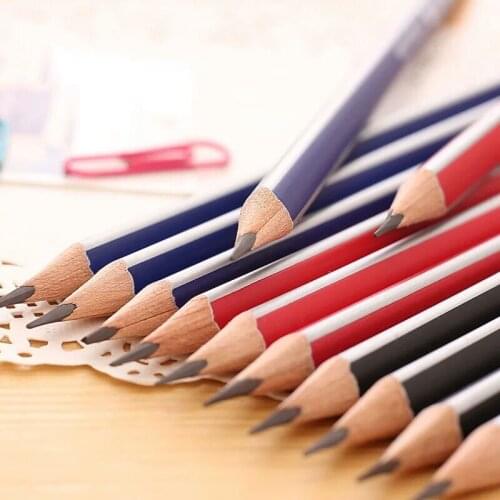 12Pcs/set Standard Pencils HB2B Triangle Pencils with Eraser for Child Learn To Write Comfortably School Writing Stationery Gift