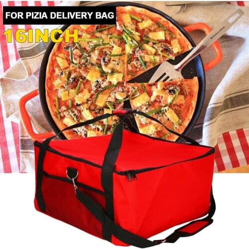 16 inch Pizza Cake Delivery Bag Picnic Package Red Insulated Thermal Food Storage Holder Portable Wild Travel Picnic Supplies