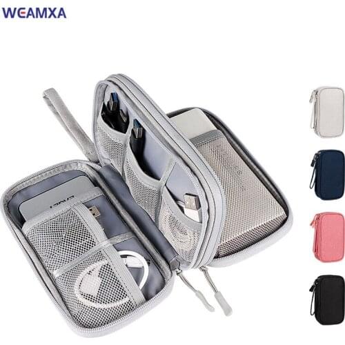 Storage Bag Charger Wires Headphone Cable Handbag Power Battery Zipper Cosmetic Bag Travel Digital Accessories Organizer Pouch