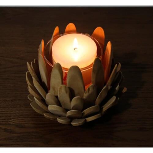 Solid Wood Candlestick Creative Handmade Decorative Candlestick Ornaments Candlelight Dinner Props Home Decoration