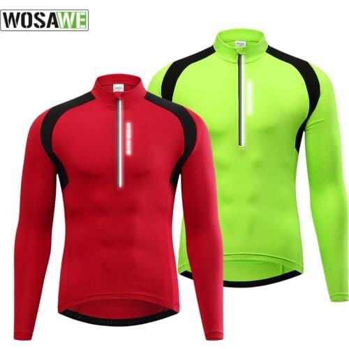 WOSAWE Long Sleeve Cycling Jersey Road MTB Bike Shirts Ventilation Riding Bicycle Mens Cycling Half-Zip Breathable Clothing