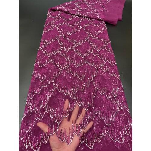 High Quality Multicolor Sequins Beaded Lace Fabrics 2021 African Sequence Lace Fabric For Bridal Lace Nigerian Net Lace Fabrics