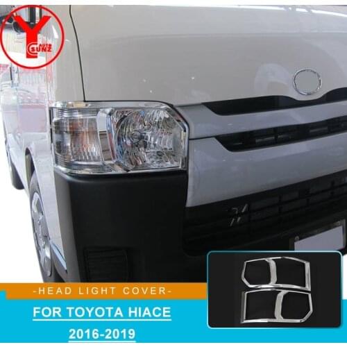 YCSUNZ chrome headlight lamp cover for hiace van ABS car auto parts accessories For toyota hiace van 2016 2017 2018 accessories
