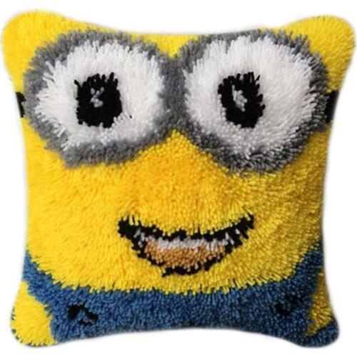 DIY Latch Hook Kits Rug Pillowcase Crocheting Cushion Carpet Unfinished Handmade Canvas Rugs Mat Cartoon for Adults Kids Gift