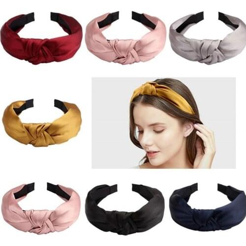 Satin Headband for Women Twisted Knotted Head Hoop Solid Color Hair Band Simple Fabric Hairband Girls Hair Hoop Hair Accessories