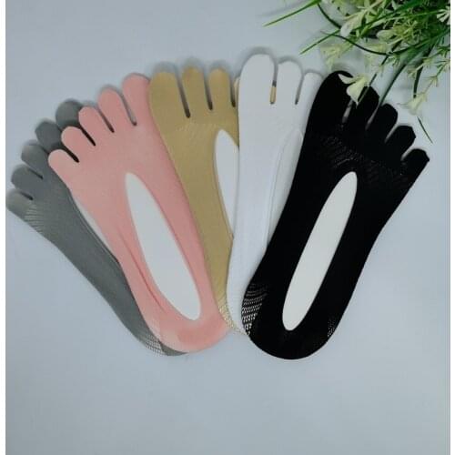 Women Five Toes Breathable Socks Velvet Ultrathin Five-finger Invisible Anti-skid Anti-friction Boat Sock Ankle Socks
