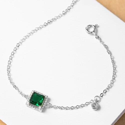 Todorova Trendy Elegant Simple Green Zircon Bracelet For Women Vintage Geometric Party Jewelry Birthday Gifts