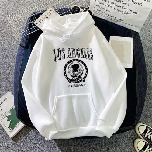 Womens Los Angeles Dream Print Long-sleeved Sweatshirt Casual Pullover Korean Style Streetwear Tops Fashion Hip Hop Sweatshirt