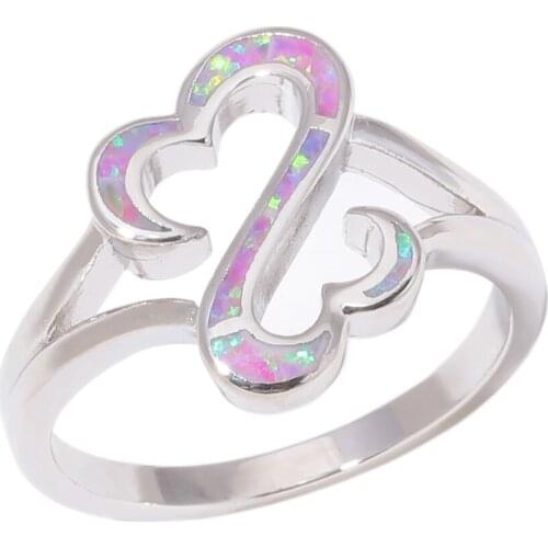 CiNily Created Pink Fire Opal Silver Plated Wholesale Hot Sell for Women Jewelry Ring Size 6-9 OJ9574