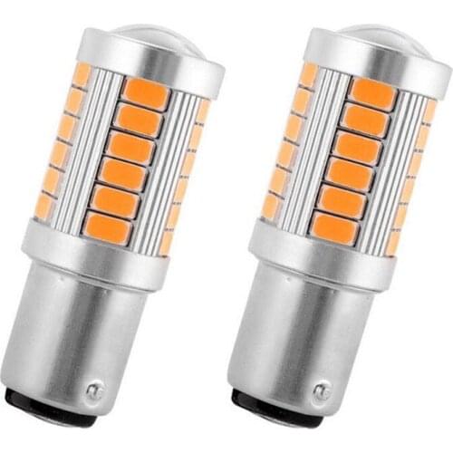1Pair 5730 SMD Turn Signal Bulb Brake Light Yellow Amber P21W 1156 BA15S LED Bulb Auto Reverse Lamps 12V