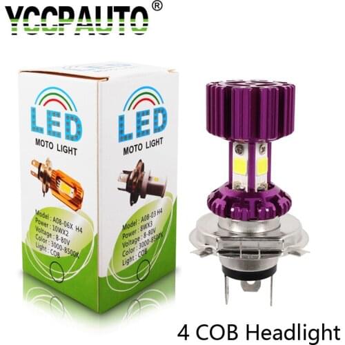 1Pcs LED Motorcycle Headlight H4 Hi-Lo Beam Bulbs 24W 2400LM COB Lights for Motorbike moto led HeadLight Fog lamp White 8-80V