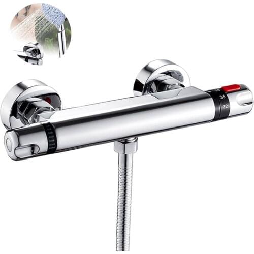 1 Pcs Bathroom Thermostatic Shower Control Valve Bottom Faucet Wall Mounted Hot and Cold Mixer Tap Brass Bath Mixer Bathtub Tap