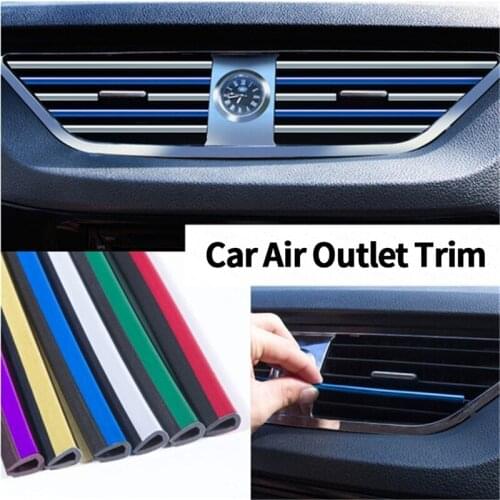 10PCS Car-styling Plating Air Outlet Trim 20cm Auto Air Interior Moulding Strip Soft PVC Air Vent Grille Switch Car Accessories