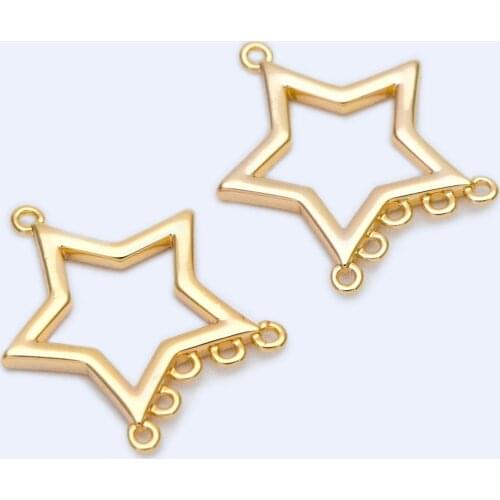 10pcs Gold Plated Brass Star Charm with 5 Loops 16x14mm, Earring Charm,Earring Component (GB-1216)