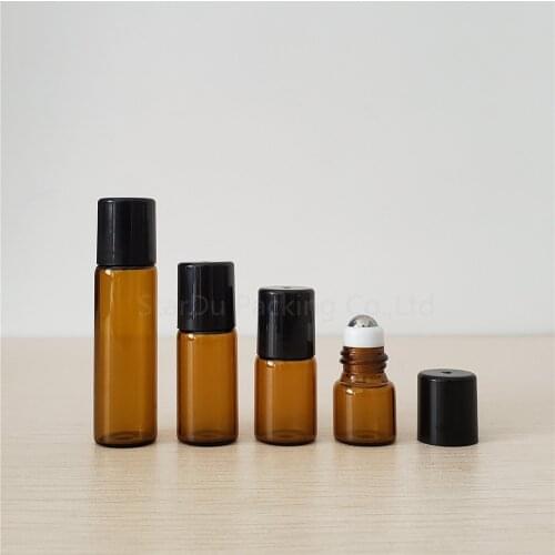 100pcs 5ml amber rollon roller bottles for essential oils roll-on refillable perfume bottle deodorant containers