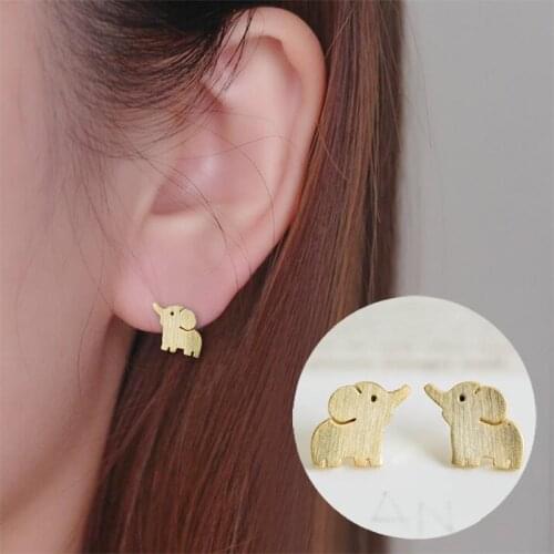 2020 Fashion Minimalist Small Cute Stud Earrings for Women Girls Silver Color Elephant Rose Gold Animal Earring Metal Jewelry