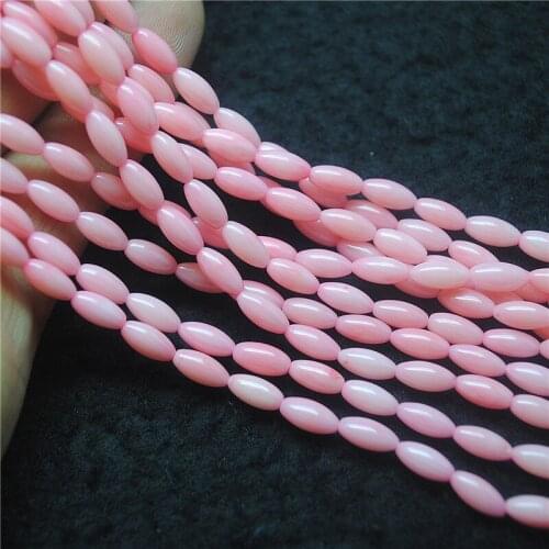 48PCS Pink Coral Beads Loose DIY Jewelry Accessories Rice Shape 4X8MM For Womens Bracelets Making Findings Free Shippings