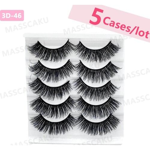 5pcs/lot 5 Pairs 3D faux Mink Hair False Eyelashes Super Natural Long Cross Fake Eyelash Charming Handmade Eye Lashes