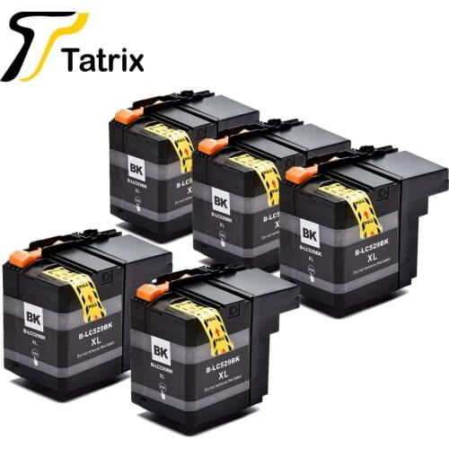 Tatrix 5PCS BK For Brother LC529 LC525 Ink Cartridge 529XL 525XL For Brother DCP-J100 DCP-J105 MFC-J200 Printer