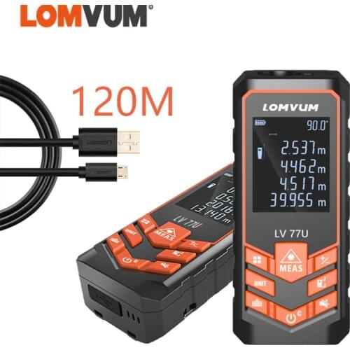 LOMVUM LV77U 120M Handhold Telemetre Laser Rangefinder Digital Laser Distance Meter USBCharge Medidor Laser Measurement Measure