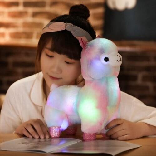 35cm Kawaii Plush LED Alpaca Toys Strobe Night Light Up Color Changing Stuffed Animal Soft Pillow Kids Led Light Glow Girls Boys